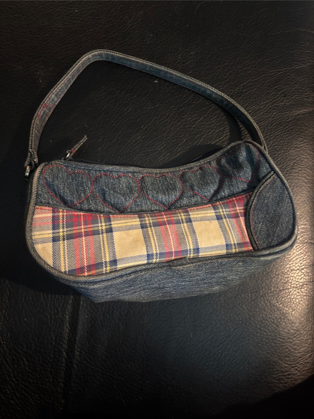 Vintage B-Mine Denim Heart Accent Shoulder Bag - Blue - Picture 2 of 5